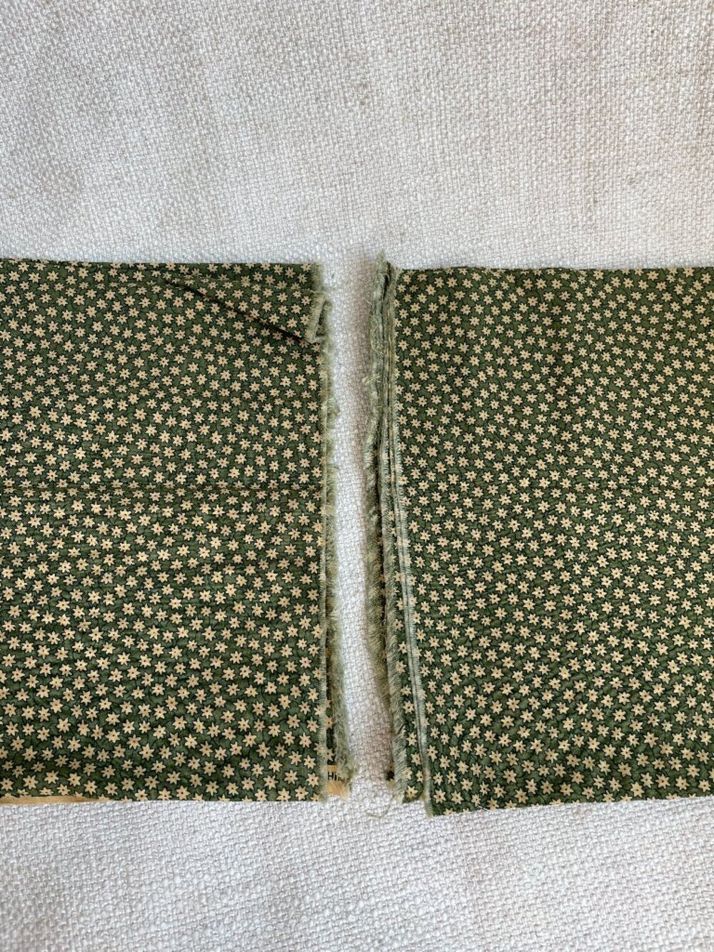 (2pc) 42x18” Green Tan Floral 100% Cotton Fabric Remnants